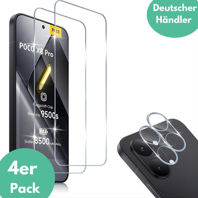 2X Schutzglas für Xiaomi Poco X8 Pro Panzerfolie Display Kamera Full Screen 9H