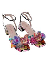 Betsey Johnson Maranda Black Multi Floral Butterfly Applique Block Sz 8.5M