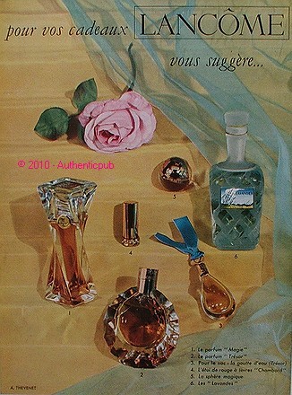 REKLAME PARFUM LANCOME MAGIE TRESOR LAVANDES ROSA BLUME VON 1956 FRANZÖSISCH AD PUB - Bild 1 von 1