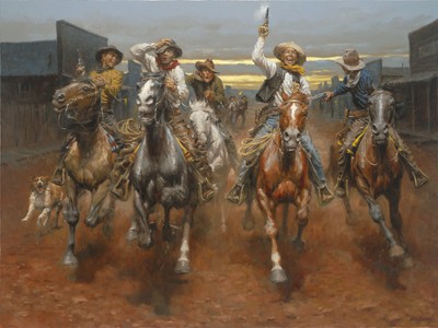 Charge of the Bar T Brigade by Andy Thomas - Paper Giclee Ltd Ed Artist Proof