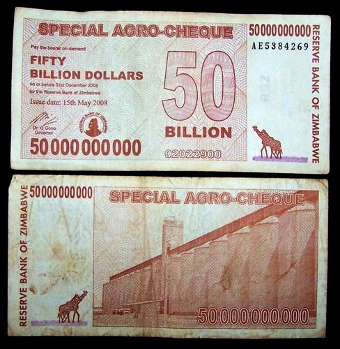 10 x Zimbabwe 50 Billion Dollar agro cheque banknotes - Picture 2 of 2