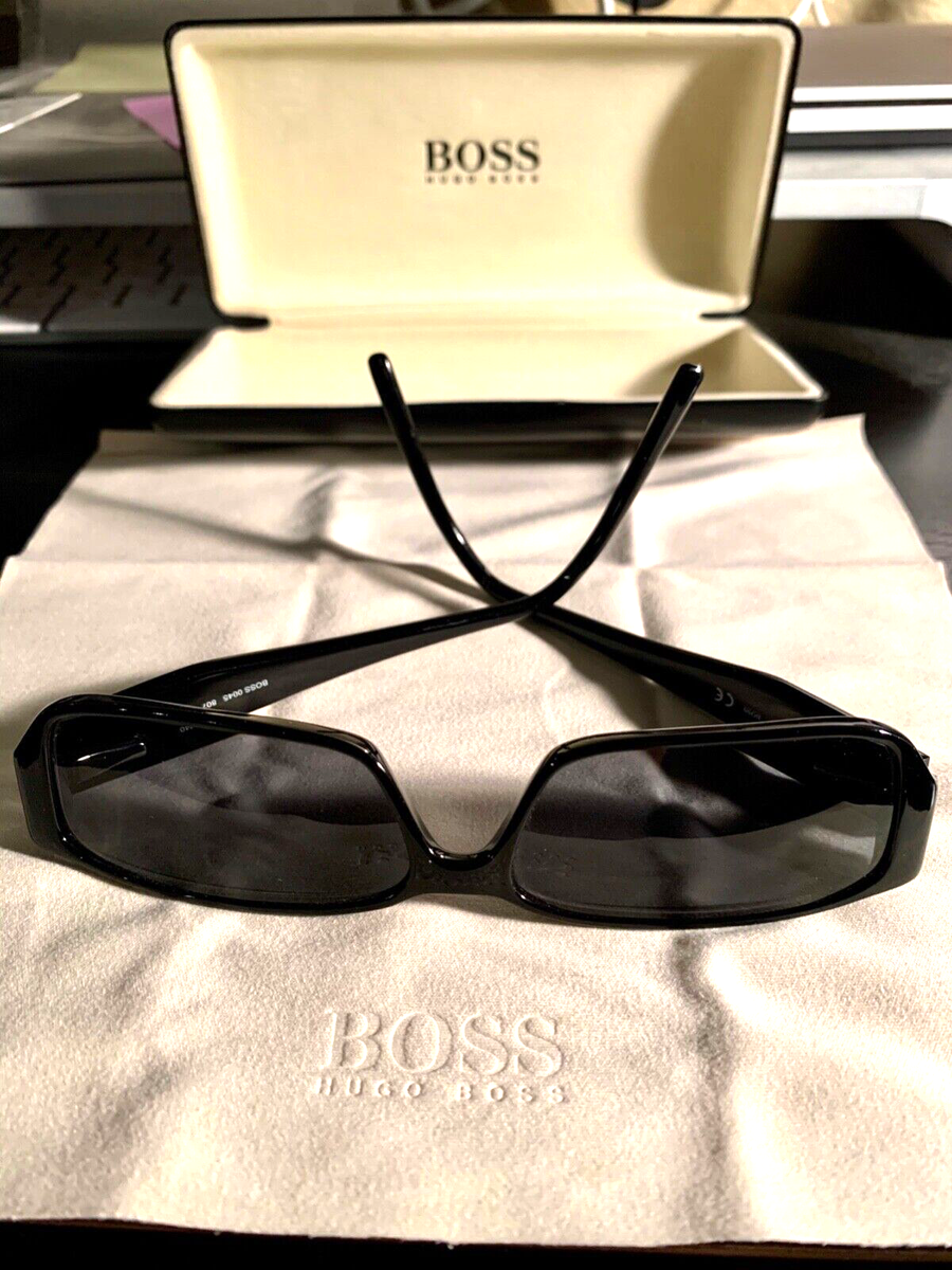 Hugo Boss Men's Designer Sunglasses In Solid Black With Case Bling