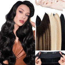 Invisible Ring Wire Clip in Remy Human Hair Extensions One Piece Hidden Headband