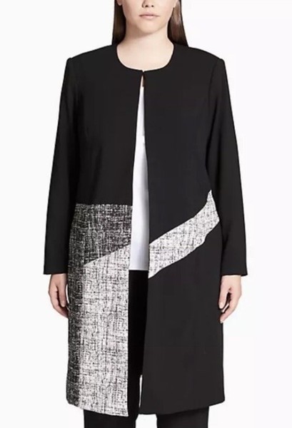 CALVIN KLEIN [sz 14] black colour block Topper jacket rrp $169