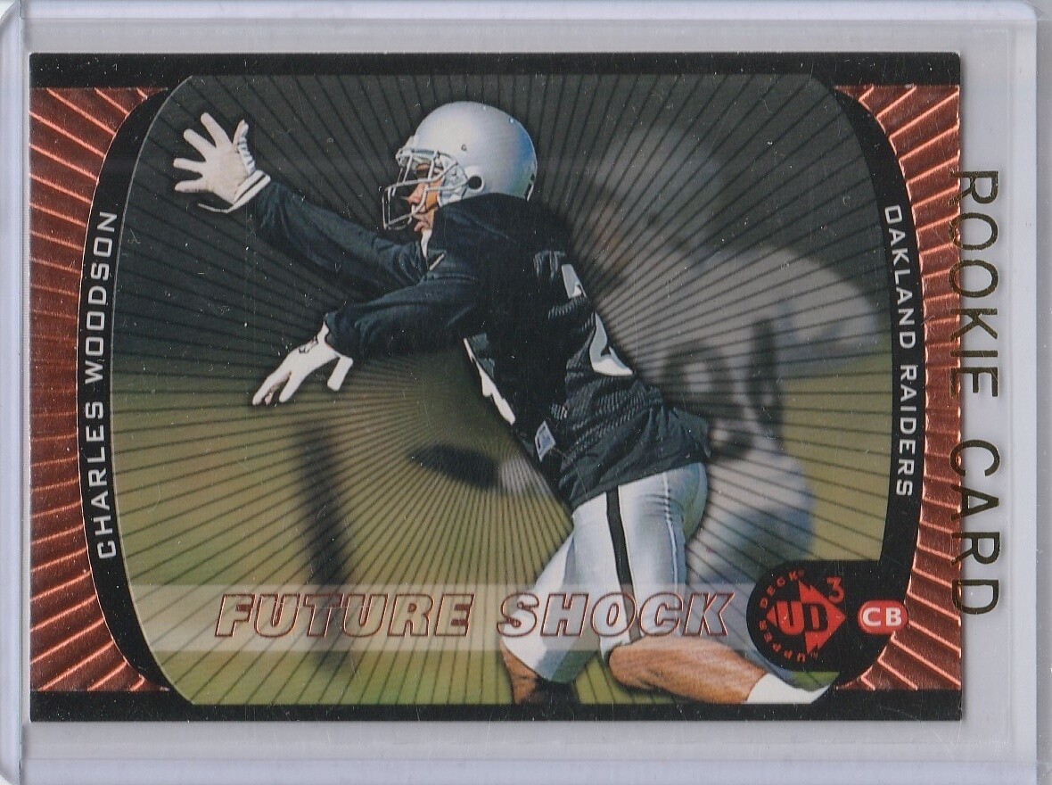 CHARLES WOODSON ROOKIE CARD 1998 Upper Deck UD3 Future Shock Football RAIDERS RC