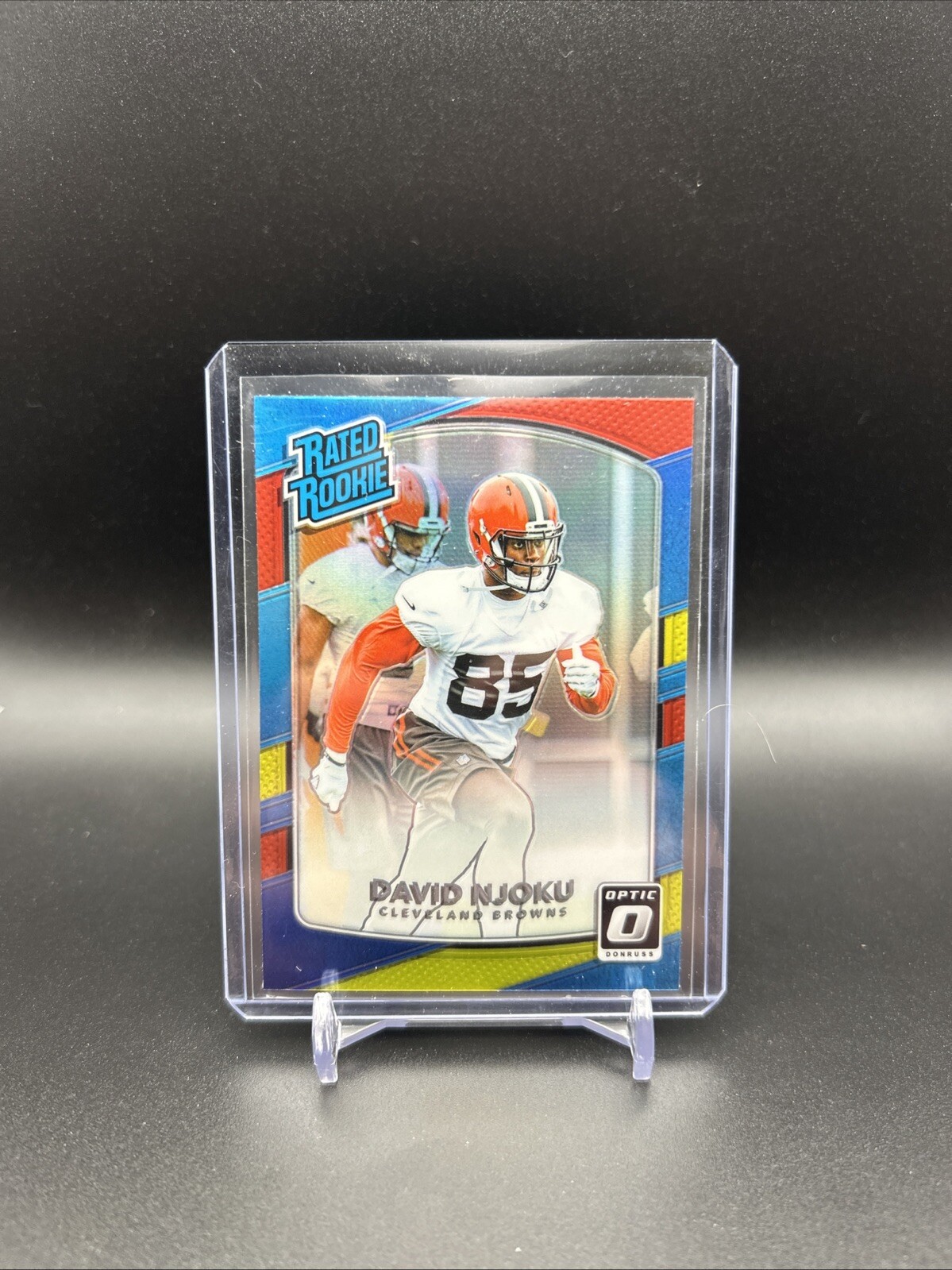 2017 Donruss Optic - Rated Rookie Red and Yellow Prizm #164 David Njoku (RC)
