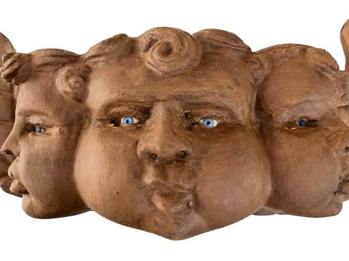 Maschera ANGELO messicano, tre facce cherubino, cachetone, guance paffute occhi di vetro #6 - Foto 5 di 6