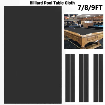 UNBRAND Black 7/8/9ft Table Worsted Pool Table Cloth Speed Billiard Felt PRE-CUT Rail