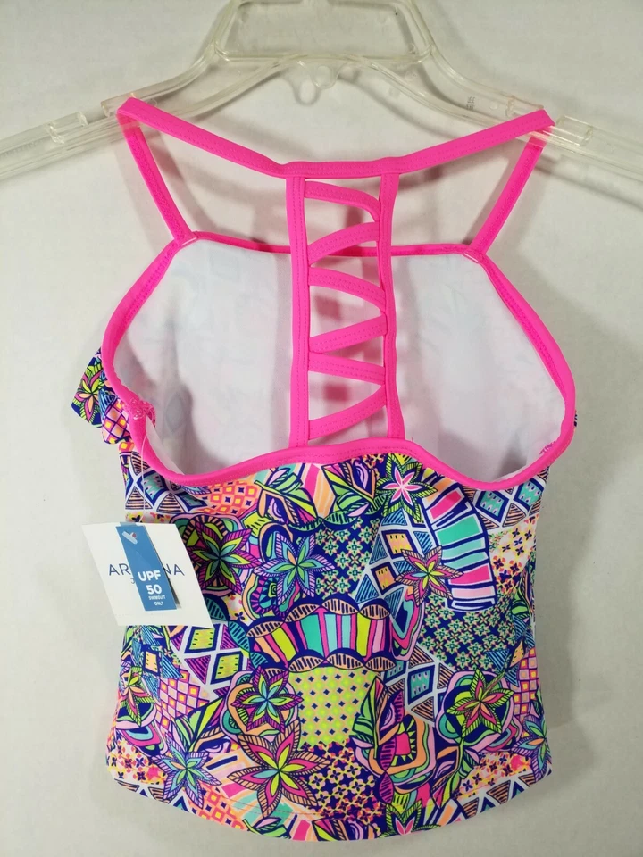 Arizona Jean Co Brillante Multicolor Traje de Baño Tankini Top Talla 7/8 UPF 50 NUEVO CON ETIQUETAS $49.00 Foto 4 de 4