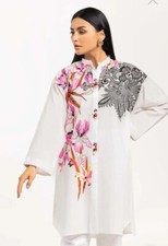 NWT GUL AHMED Size S, M Screen Printed Cambric Kurti Pakistani Designer Indian