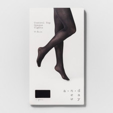 Women's 50D Control Top OpaqueTights A New Day Black SZ S/M Gray Heather