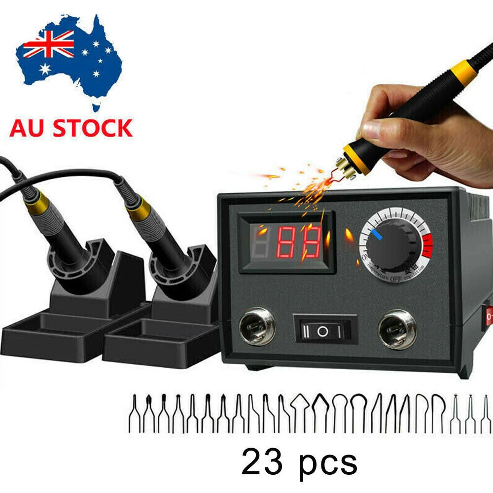 220 240V Electric Wood Burning Pen Tool Pyrography Machine Set Kit Burner Tunmer