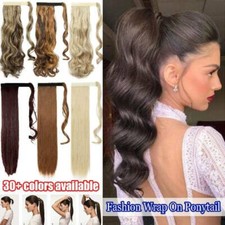 US Hair ponytail Clip In as Real Human Wrap Around Pony Tail Hair Extensions J4