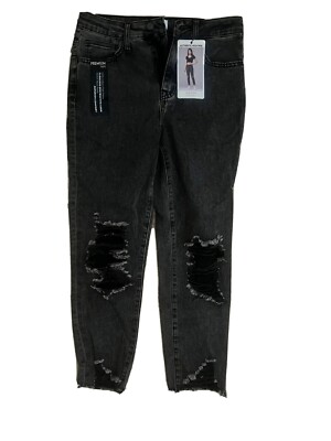 Black Ripped Jeans Mom Jeans Size High Rise