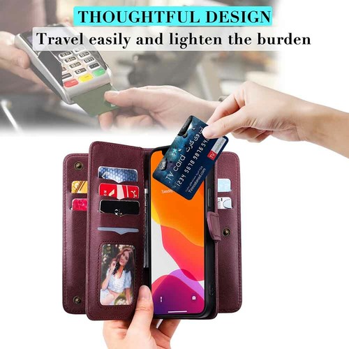 10 Card Slot Wallet Flip Leather Case Cover For iPhone 13 12 11 SE XR 6 7 8 Plus - Picture 4 of 61