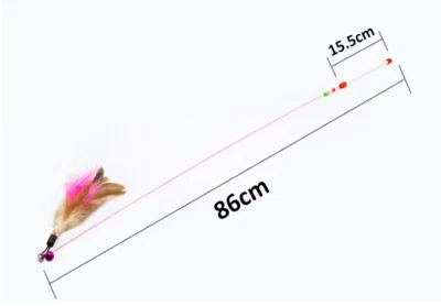 Cat Feather Wand Stick Wire Teaser Kitten Toy Dangle Bell Interactive Play Toys