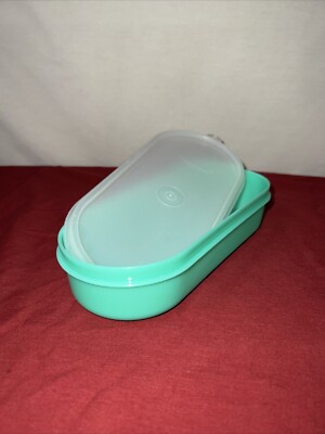 Tupperware Oval Container #1375 Jadeite Green Vintage with Lid 