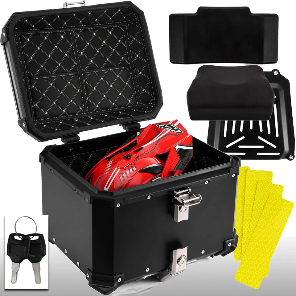 Universal Motorcycle Matted Black Scooters Tail Luggage Top Box Storage Case 45L Foto 4 de 4