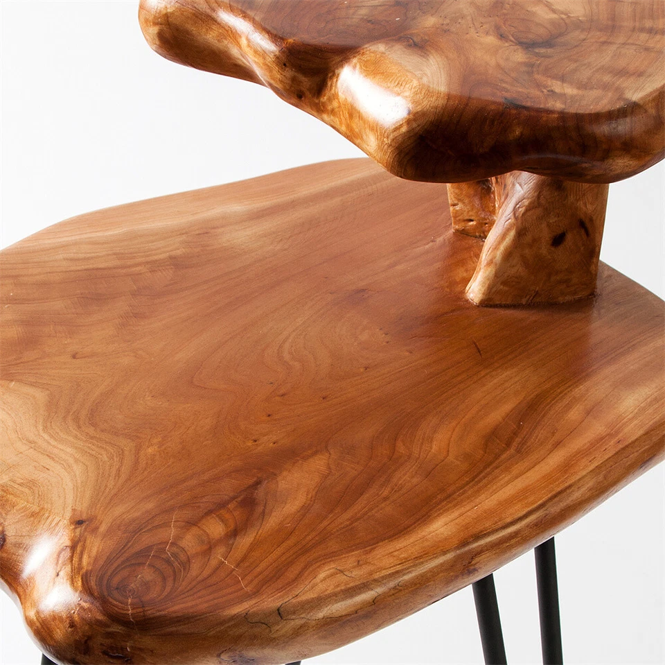 Rustic Modern Live Edge Cedar Root 2-Tier End Table - Handcrafted Side Table - Image 4 of 4