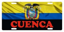 Ecuador Flag  CUENCA License Plate Car Ecuadorian Emblem Wave Version
