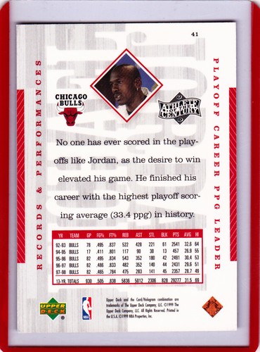 1998-99 Upper Deck baloncesto Michael Jordan atleta del siglo #41- Bulls - Imagen 2 de 2