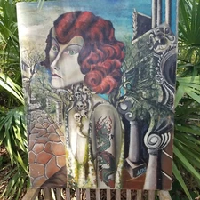  Lg.Gothic Surrealism Woman Skulls Original  Painting LLAN LEASS Signed 22 X 28