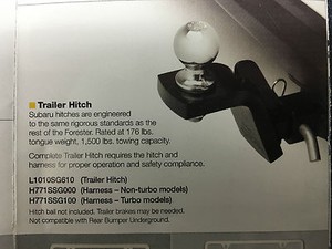 Subaru Genuine 2014 -2018 Forester Trailer Hitch Kit L1010SG611 OEM