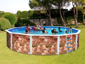 piscine acier deco pierre