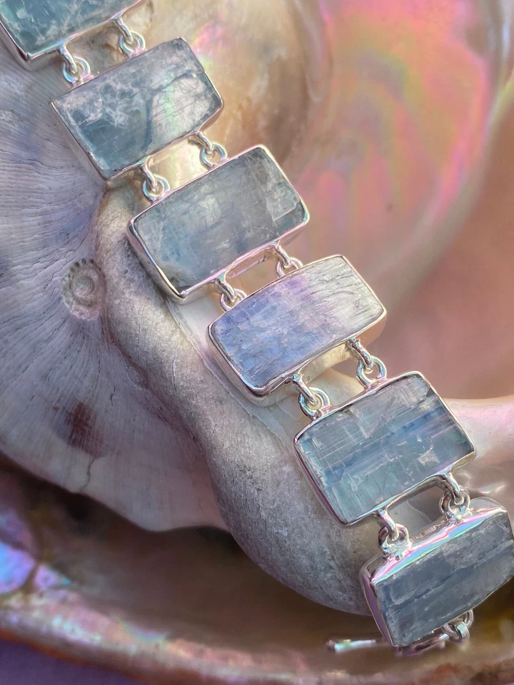 Kyanite Slice & Sterling Silver Artisan Bracelet Handcrafted By Sanchi & Filia P - Image 2 of 4
