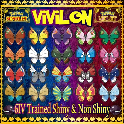 Vivillon All Forms 6iv 🌟 Shiny 🌟 & Non Shiny Pokemon Scarlet and Violet Home