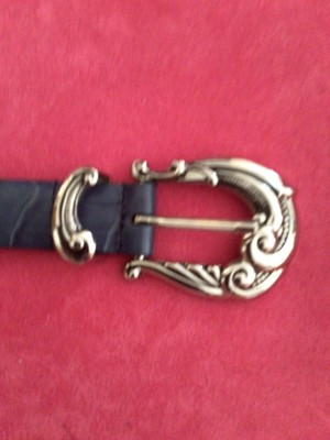 Handtooled Leather Reptile Embossed Belt Size 36 NWOT Vintage Handtooled El Salvador Leather Belt with Crocodile  main image 4
