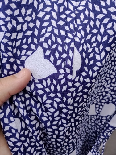 80s Purple And White Flower and Diamond Print Tea Dress UK 20-22 (EU 50) Belted - Picture 5 of 8
