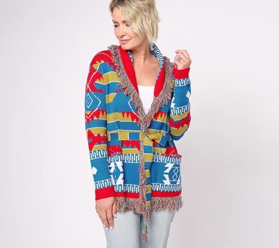 Women with Control Attitudes by Renee Artisan Inspired Fringe Cardigan Sweater J