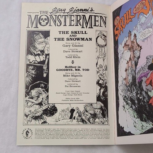 Monstermen 1 Dark Horse Comics 1999 FN 6.0 Gary Gianni Hellboy - Picture 4 of 20
