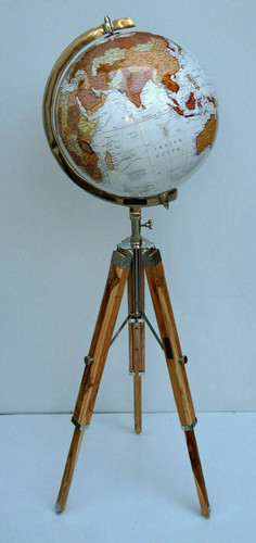 Moderne Karte Atlas Weltkugel mit Holzstativ Ständer Globus Bodendeko 18" groß - Bild 1 von 8