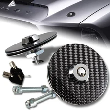 UNIVERSAL CARBON FIBER JDM SECURITY MOUNT BONNET HOOD PINS LATCH KIT W/KEY LOCK