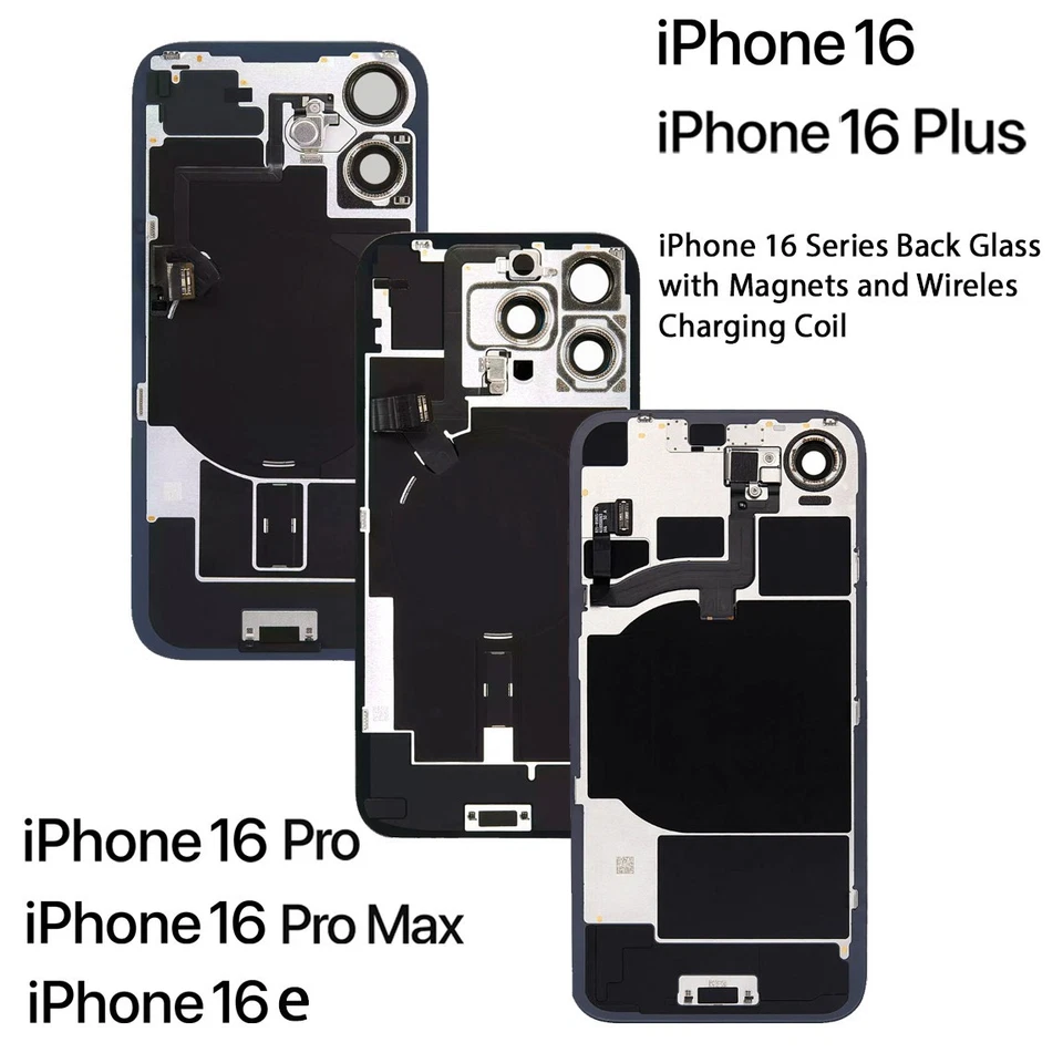 TECH REPAIR LAB iPhone 16 Series Back Glass w/Mag-Safe Magnets, Wireless Charging Coil & Flash