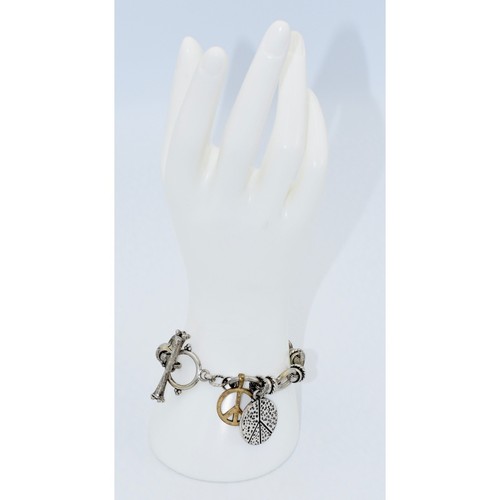 Lucky Brand Happiness Peace Charm Toggle Bracelet