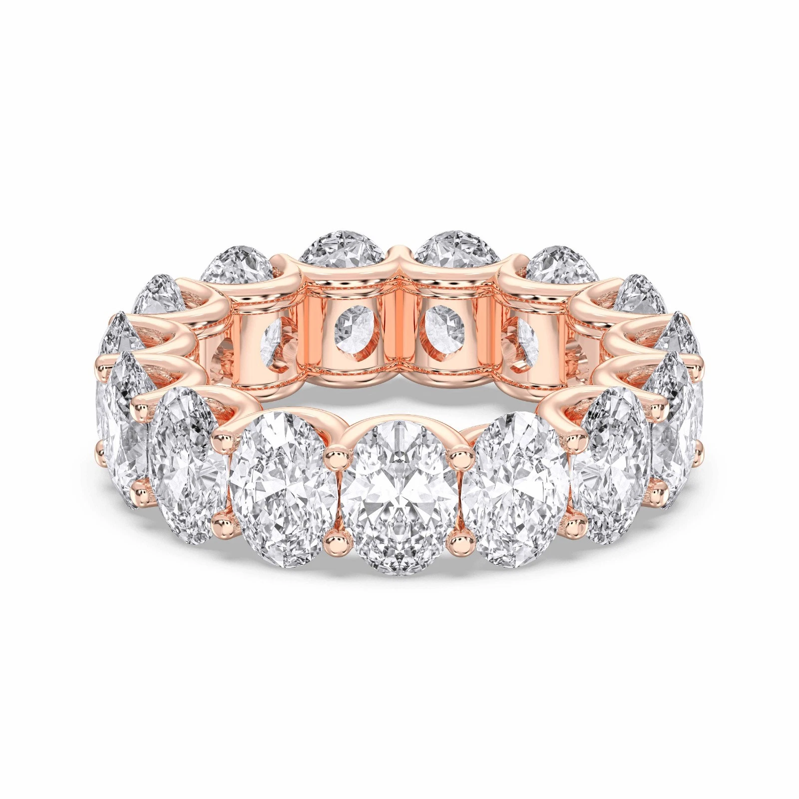 7.50Ct Oval Cut Lab Grown Diamond/CVD Eternity Band 14k White Gold image-5