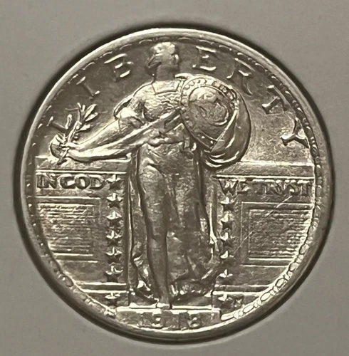 1918 standing liberty quarter, Brilliant About uncirculated