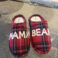 Dearfoams Women's Cute Cozy Mothers Day Mama Bear Slipper Tartan Plaid 7-8