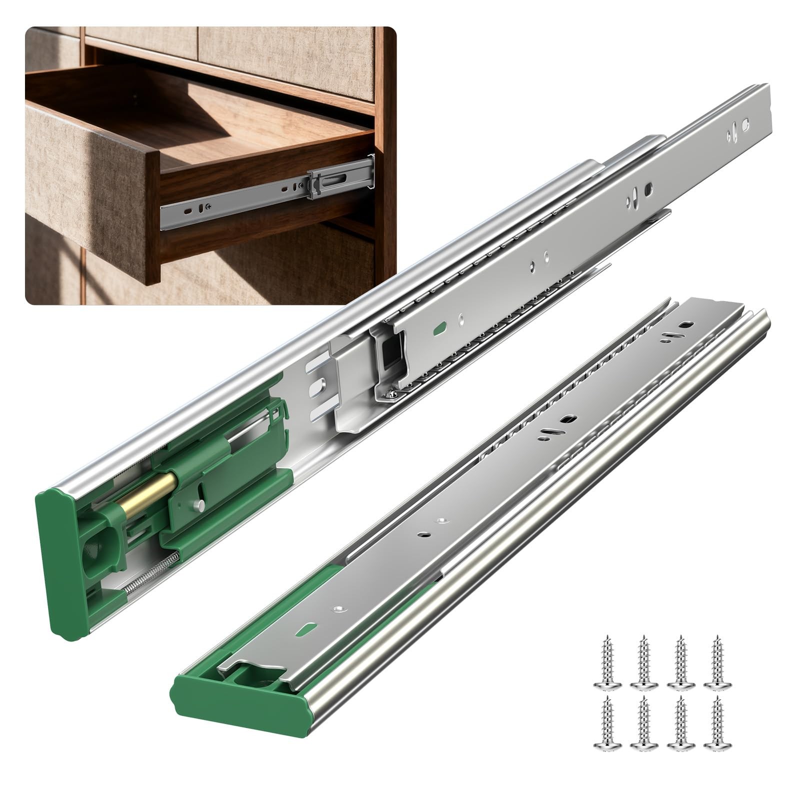 6 Pairs 14 Inch Soft Close Drawer Slides, Heavy Duty Side Mo
