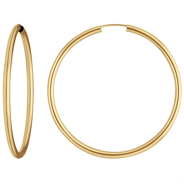Paar Ohrringe Creolen Rund Schlicht Ohrschmuck Aus 333 Gold Gelbgold 48X2,5Mm-image