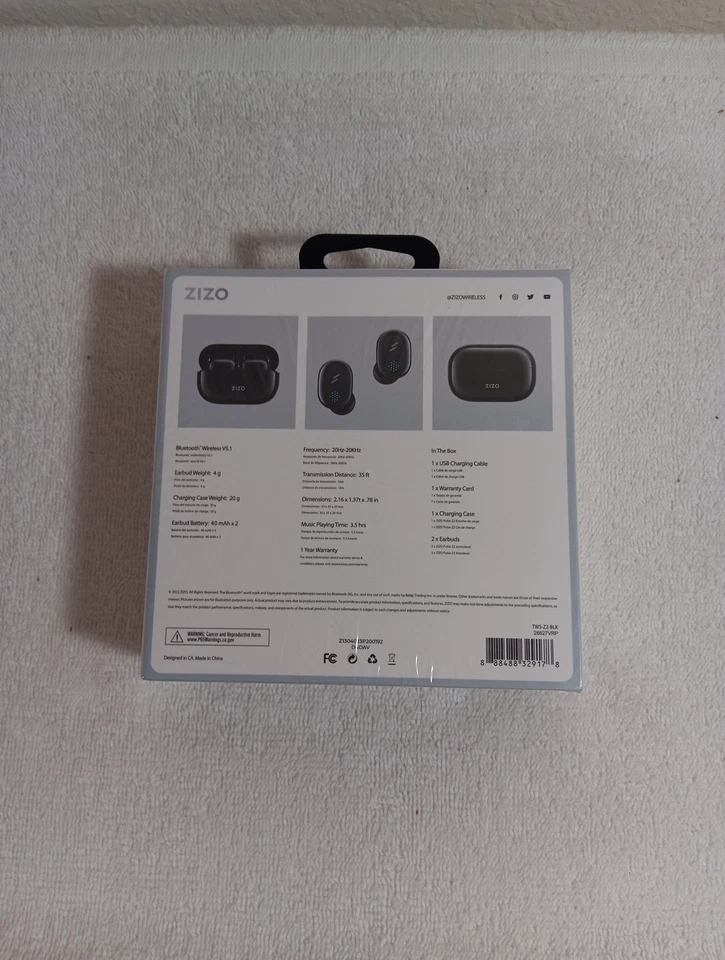 Zizo Pulse Z2 True Wireless Earbuds With Black Charging Case NEW - Image 2 of 2