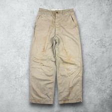 Vintage US Military Khaki Chino Pants Button Fly Men's Size 27x26 WWII 1940's