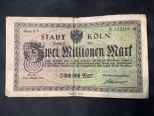 Germany 1923 2 Millionen Mark Notgeld  (Less Common) Banknote.  N3311