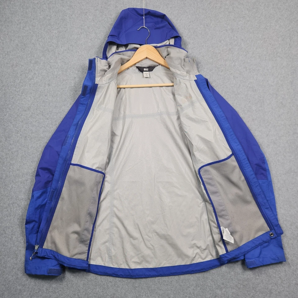Chaqueta de Lluvia REI Co-Op Rainier Para Mujer Mediana Azul Pico 2.5L Cremallera Completa Senderismo Foto 2 de 4