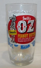 1950s Wizard of Oz Swift & Co. Peanut Butter Glass w/ Label, Kitchenware pattern