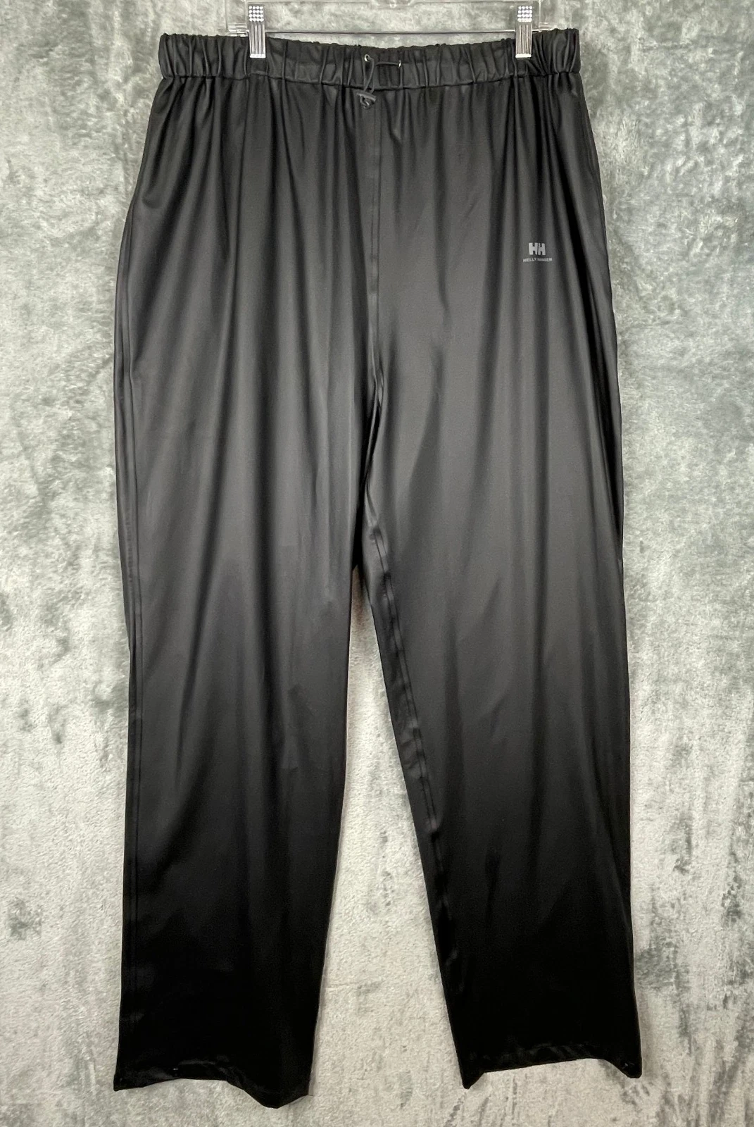 Helly Hansen Rain Pants Mens Black Waterproof Snap Hems 2XL XXL Drawstring Camp
