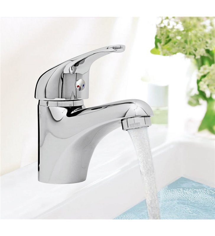 Mitigeur de lavabo design en laiton chromé brillant pour vasque moderne